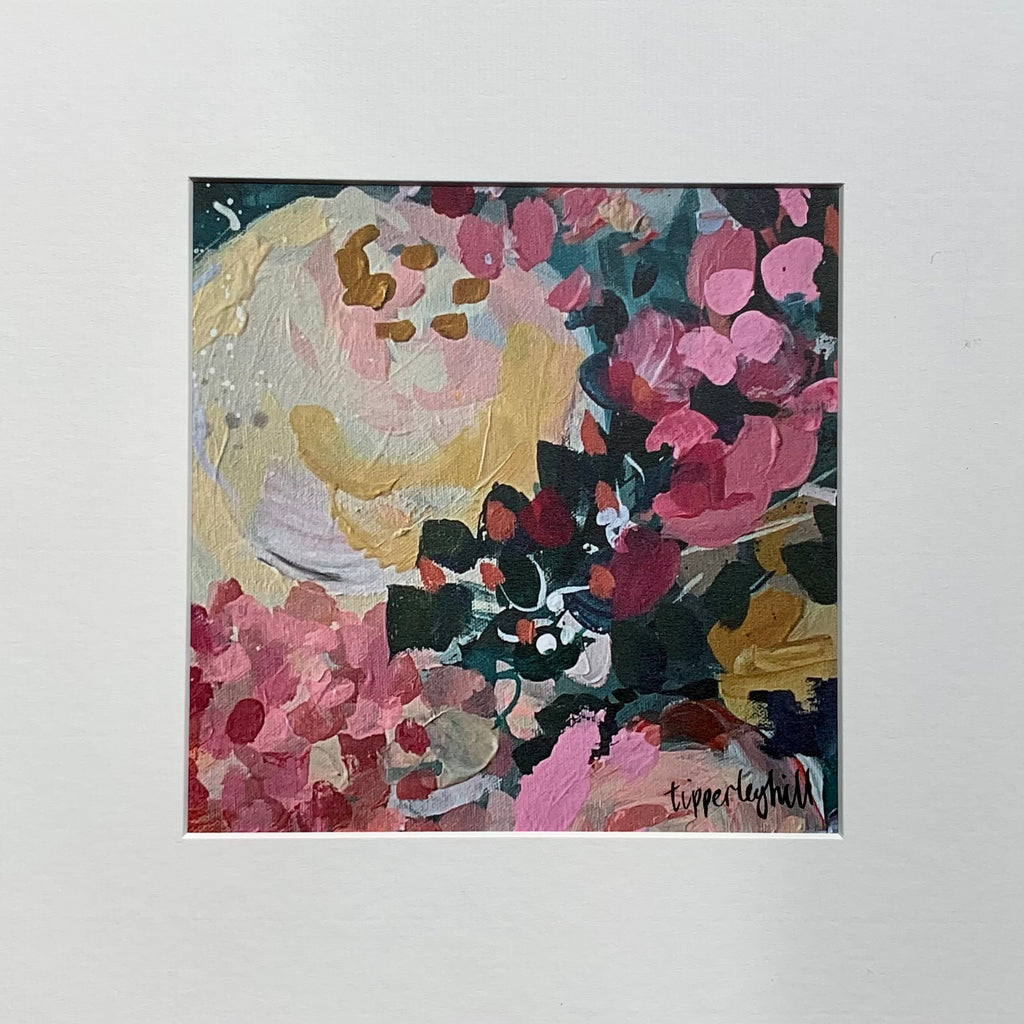 Floral art print, ‘Peach please’