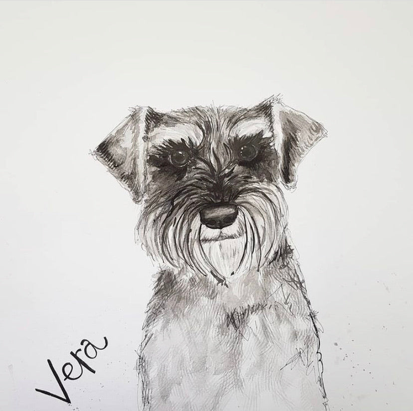 Pet portraits, detailed black and white dog portraits