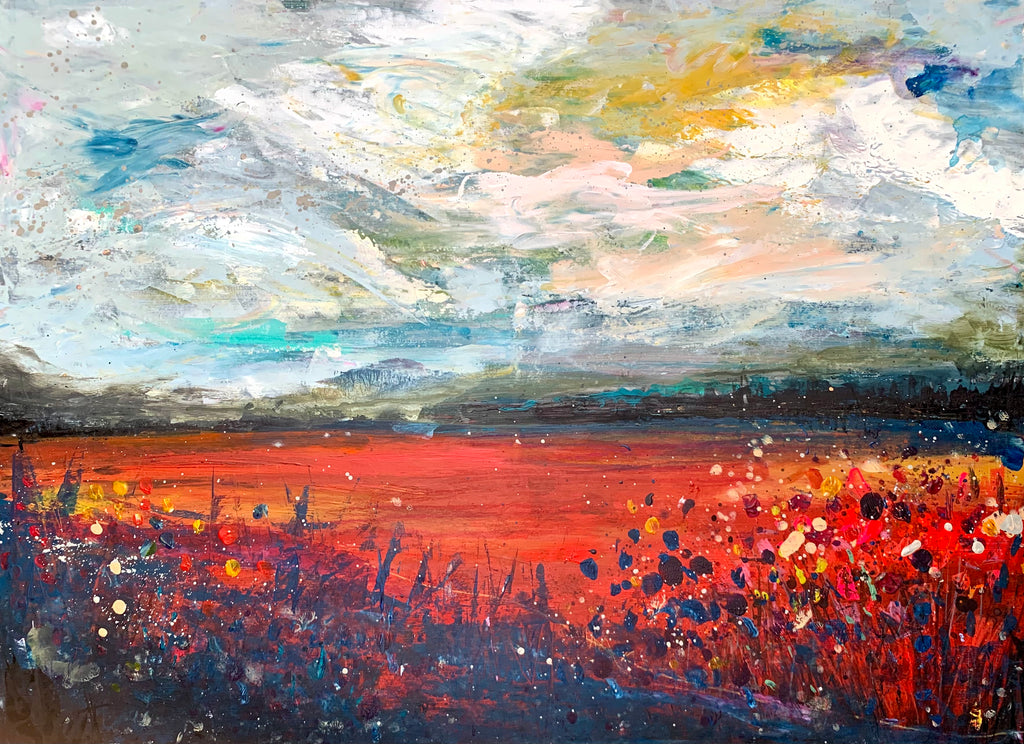 Abstract landscape, ‘Fields of crimson and gold’