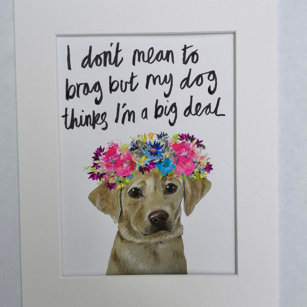 Animal art, Lottie the golden Lab with flower crown