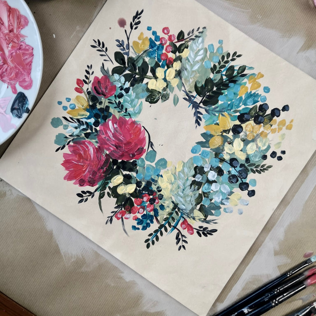 Recorded Christmas Wreath mini masterclass in acrylics