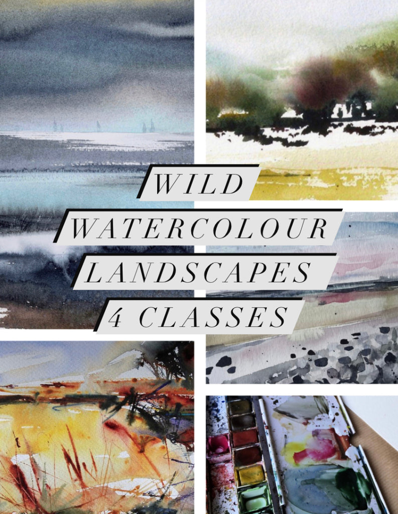 Bundle of 16 watercolour classes (Recorded 4 x expressive florals, recorded 4 wild landscapes, March 4 x foraged flowers and April 4 x Spring landscapes)