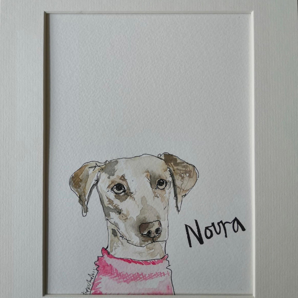 Pet portraits, mini, coloured, sketchy dog