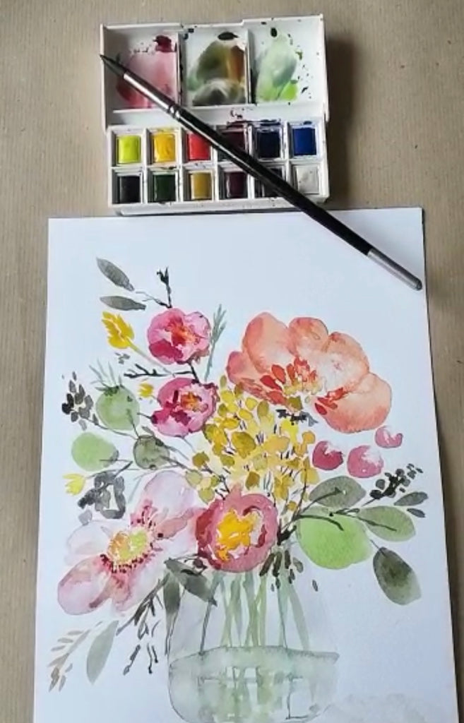 Peach blooms special, recorded watercolour floral class