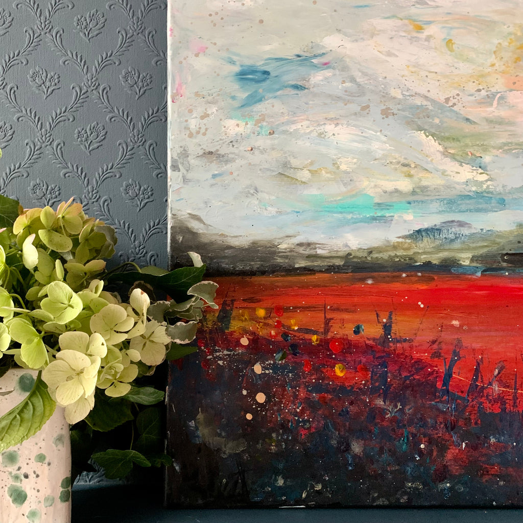 Abstract landscape, ‘Fields of crimson and gold’