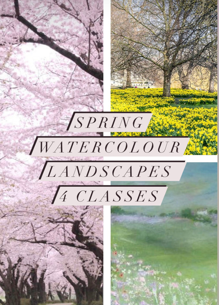 Bundle of 16 watercolour classes (Recorded 4 x expressive florals, recorded 4 wild landscapes, March 4 x foraged flowers and April 4 x Spring landscapes)