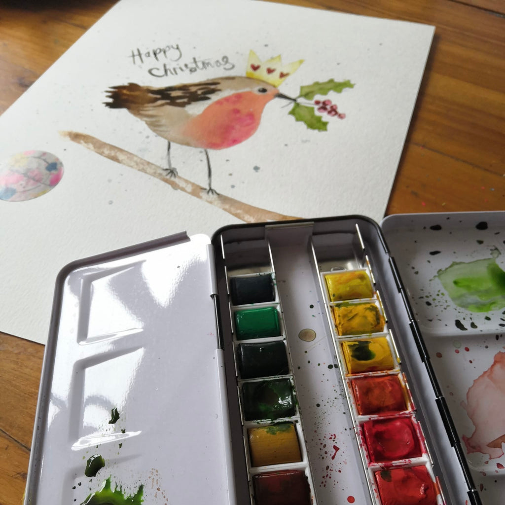 Recorded Christmas Robin Watercolour art class