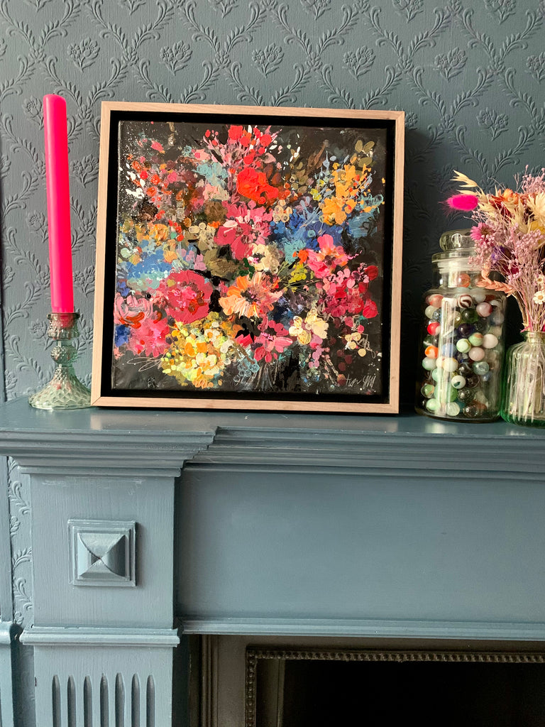 Abstract floral, ‘Bursts of bliss’ 33 x 33cm