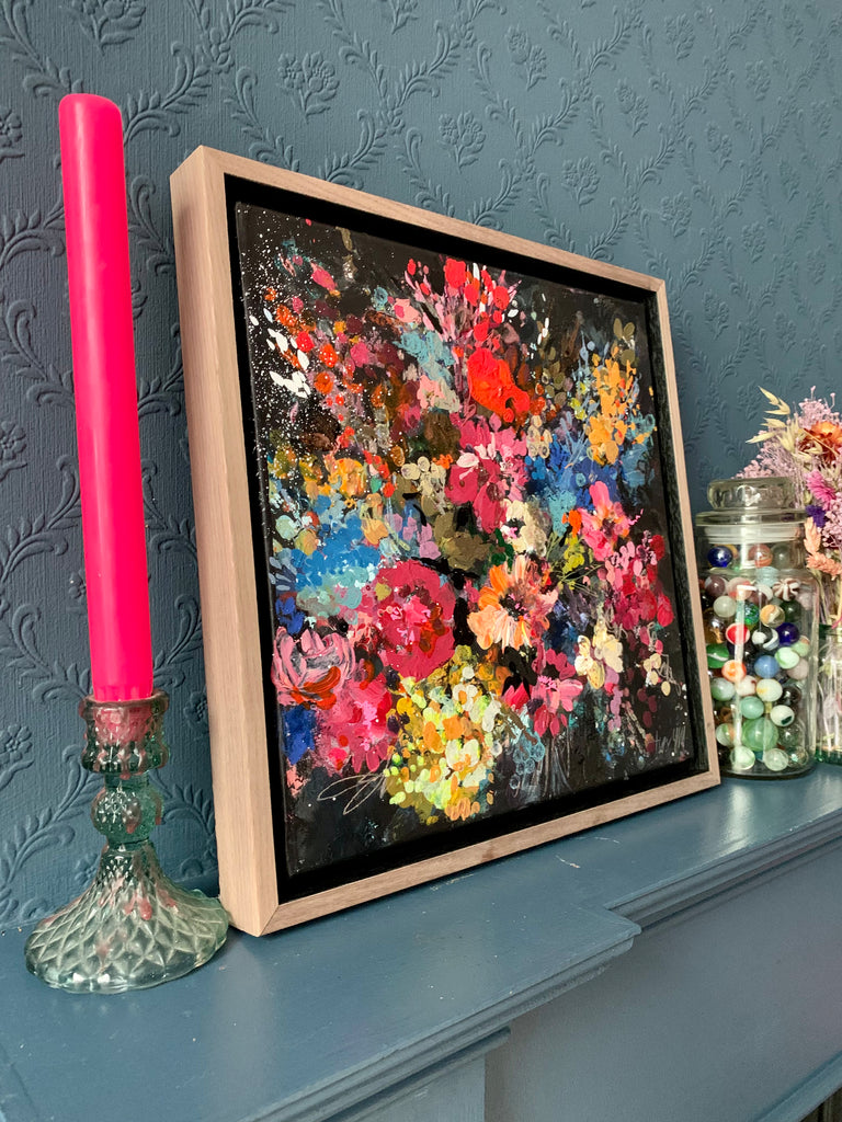 Abstract floral, ‘Bursts of bliss’ 33 x 33cm
