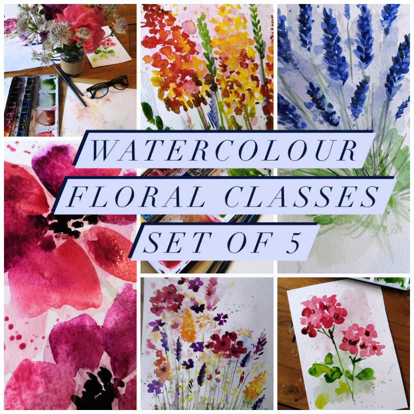 Ready to watch, recorded Watercolour art classes, series 5, Intuitive florals, Garden favourites’