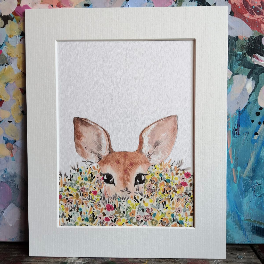 Animal art, Flower field, fawn