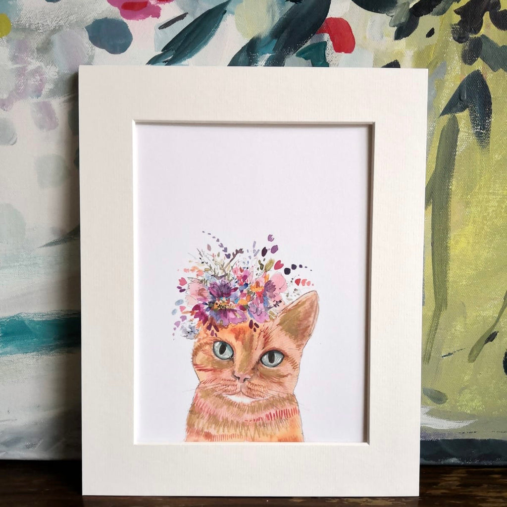 Animal art, Lenny floral cat