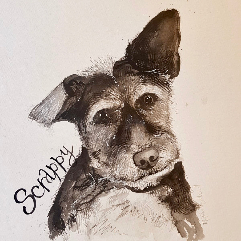 Pet portraits, detailed black and white dog portraits