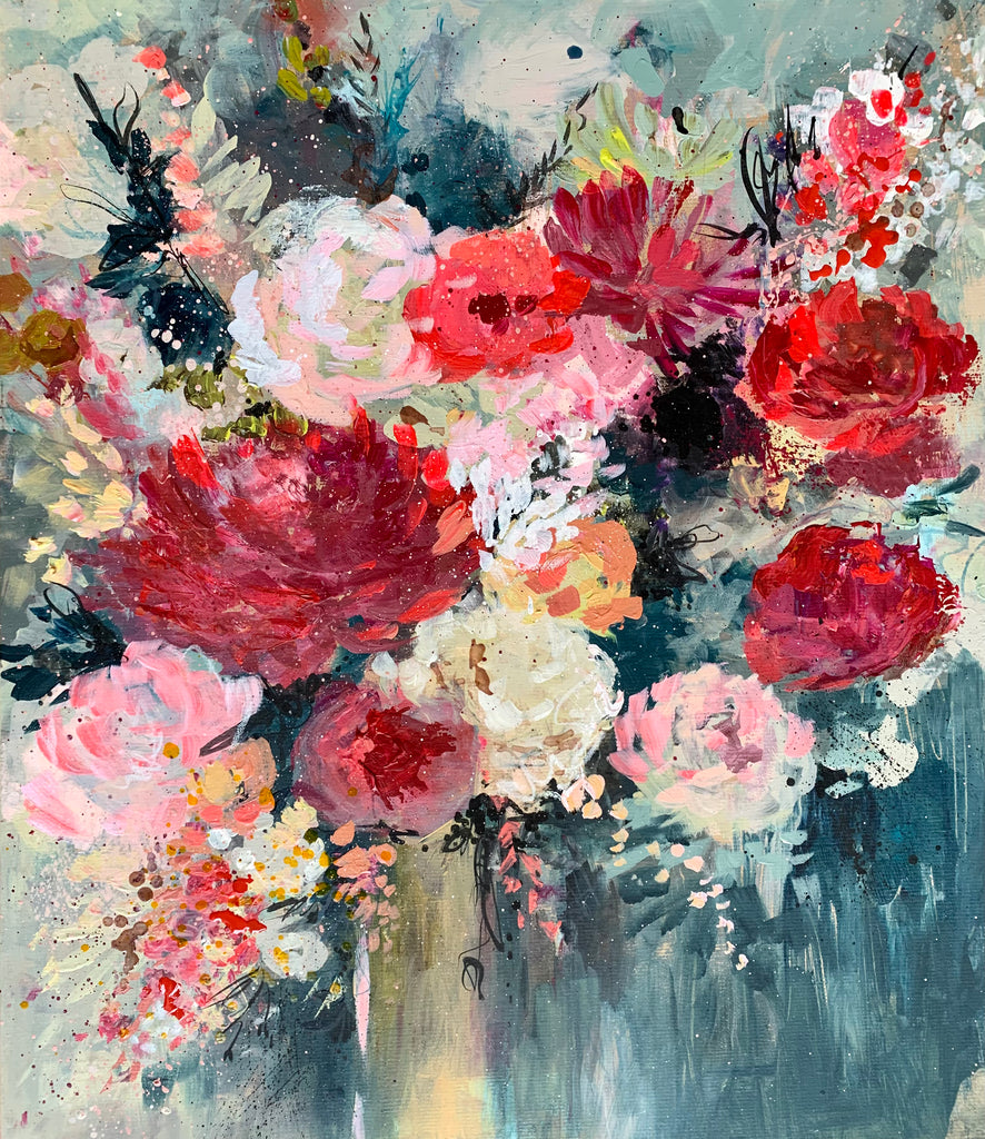 Abstract floral, ‘Something special’ 60 x 70cm on deep edged canvas